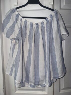 Cute Boho Blue and White Striped Lightweight Top Gap Size XL